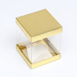 Цена за 10 шт. Коробка с PVC Мини 10 X 10 X 12 см "Золото"