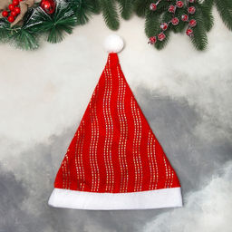 Цена за 2 шт. Колпак новогодний Праздничная волна 28х37 см, красный - Зимнее волшебство фото 2