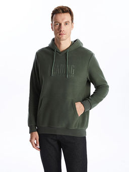 Bask?l? Uzun Kollu Erkek Hoodie