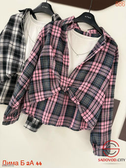 Рубашка женская в клетку с топиком