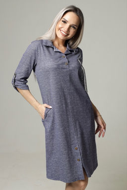 Платье женское П-127 (кулирка) Синий лён