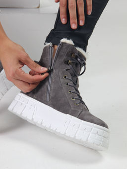 Ботинки 216.212131w. серый замок замша/Байка