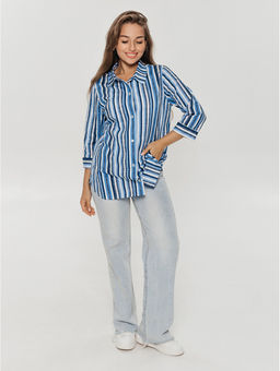 Жанетта туника женская (полоса синий) - Lovetex фото 3