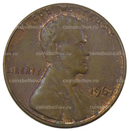 Монета 1 цент 1967 года США