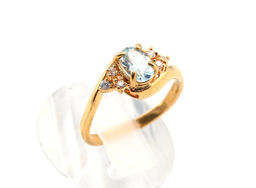 Кольцо женское с голубым топазом и стразами, размер 16 Радуга камня