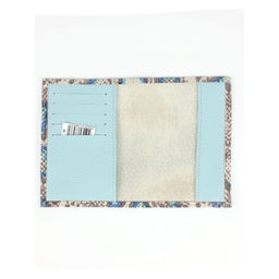 Обложка для паспорта Croco-П-404 (5 кред карт) натуральная кожа серый/синий питон/голубой св флотер (506/20) 265343  фото 2