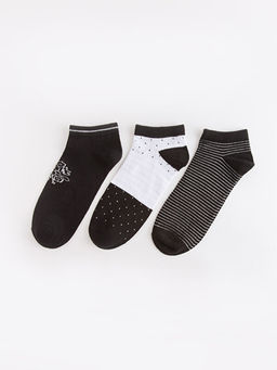 Desenli Kad?n Patik ?orap 3l?