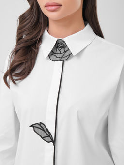 Блузка с декоративным цветком - Stilla фото 5