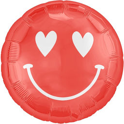 Воздушные шары фольгированные 18" Смайл с сердечками, 5 шт.