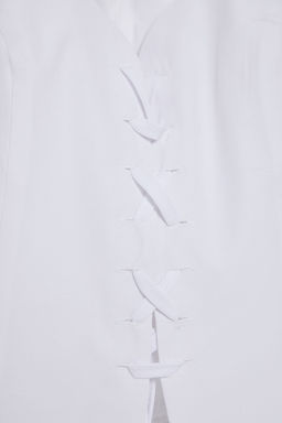 Ekru Ask?l? Onu Baglama Detayl? Bluz Dokuma Bluz TWOSS25BZ00053 - Trendyolmilla фото 7