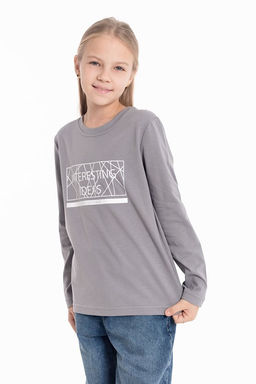 Футболка с длинным рукавом М225027Пс серый - Елена фото 4