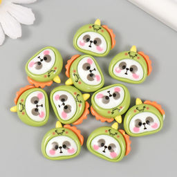 Цена за 10 шт. Декор для творчества пластик «Панда в шапке динозаврика», 2.3×2.5×1 см