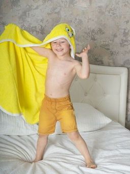 Уголок махровый детский Ушастик-ЖЕЛТЫЙ 95*95 см. хлопок 100% - Лен поволжья фото 2