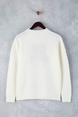 Ekru Ay?c?k Nak?sl? Bisiklet Yaka Triko Kazak TWOAW26KZ00267 - Trendyolmilla фото 6