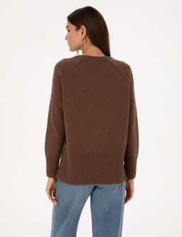 Kahverengi Comfort Fit Y_n Kar___ml_ Kazak - Pierre cardin фото 5
