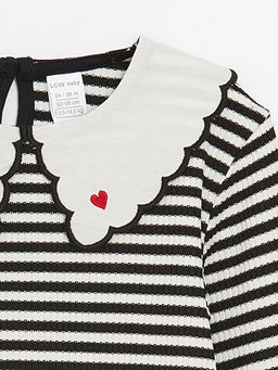 Bebe Yaka Uzun Kollu ?izgili K?z Bebek Ti??rt - Waikiki фото 2