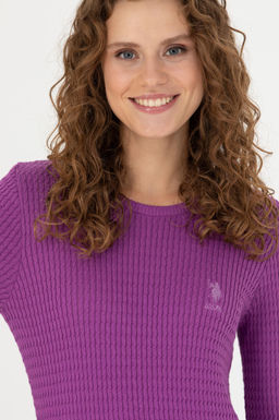 Kad_n Violet Bisiklet Yaka Basic Kazak