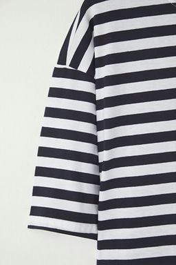 Gri-Mavi-Lacivert _izgili Oversize/Geni_ Kesim 3l_ Paket %100 T-Shirt TMNSS24TS00026 - Trendyolmilla фото 2