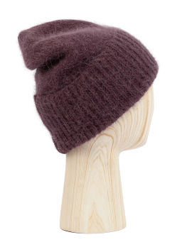 Шапка жен. пух норки+шелк+нейл LB-BR55032 plum