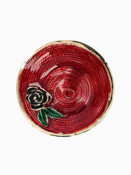 Брошь «Шляпа» с цветком, цветная в черненом золоте