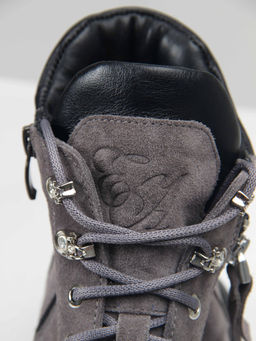 Ботинки 261.uno2bl. серый замок замша/Байка