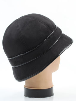 1653 BLACK Шляпа клош зимняя женская (искусственная замша, искусственный мех)