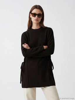 Bisiklet Yaka Oversize Kad?n Triko Tunik