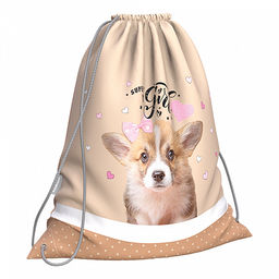Цена за 1 шт. Мешок для обуви ErichKrause 365x440мм Corgi Puppy