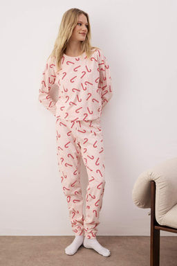 Trendyolmilla Lacivert %100 Pamuklu Y?lbas? Temal? Orme Pijama Tak?m? THMAW21PT0771 фото 49
