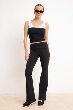 Siyah Renk Bloklu Fitted/Vucuda Oturan Havuz Yaka Kolsuz Fitilli Esnek Orme Bluz TWOSS26BZ00007 - Trendyolmilla фото 2