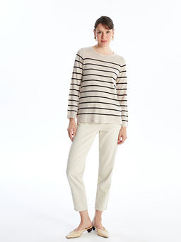 Bisiklet Yaka ?izgili Uzun Kollu Kad?n Triko Kazak - Waikiki фото 2