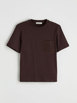 Bisiklet Yaka Nak??l? Kad?n Ti??rt