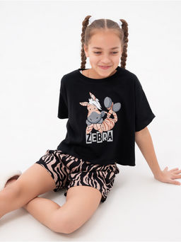 Пижама "Зебра" коричневая детская девочка с шортами