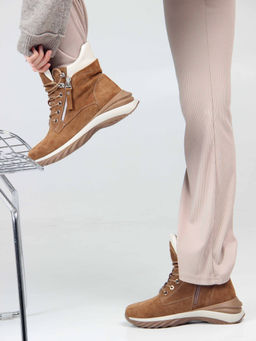 Ботинки 261.uno2br. светло коричневый замша перла/Мех