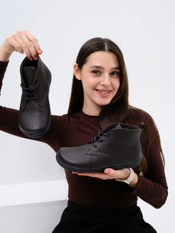 Ботинки женские демисезонные 208.NATAbl.Темно-коричневая оттима/Шерсть