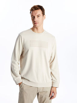 Bisiklet Yaka Uzun Kollu Bask?l? Erkek Sweatshirt