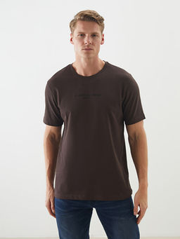 Bisiklet Yaka Bask?l? Erkek Ti??rt