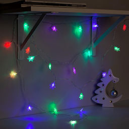 Гирлянда Нить 3 м с насадками Снежинки малые, IP20, прозрачная нить, 20 LED, свечение мульти (RG/RB), мигание, USB - Luazon lighting фото 5