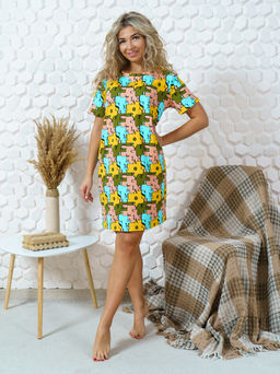 858 Туника "горчичные пазлы"