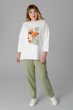 Арт. 2376 Костюм с брюками женский 52-60 (5 шт) Цвет:молочный, полынь