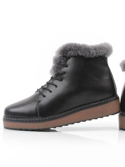 04-5606-2 BLACK Ботинки зимние женские (натуральная кожа, 100% шерсть)