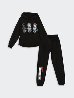 Minnie Mouse Bask?l? K?z ?ocuk Hoodie ve E?ofman Alt?
