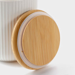 Банка для сыпучих BellaTenero, 600 мл, d=10 см, с бамбуковой крышкой, фарфор, белая