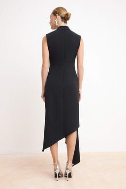 Siyah Aksesuar Detayl? Dokuma Midi Elbise TPRSS26EL00066