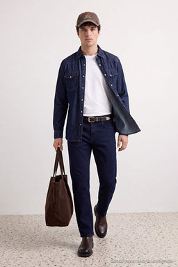 Gece Mavisi Normal Kal_p/Regular Fit Erkek Jeans TMNAW27JE00012 - Trendyolmilla фото 2
