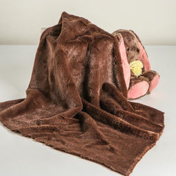 Цена за 80 шт. Ткань для рукоделия и шитья, мех коротковорсовой на трикотажной основе, ширина 155 см, темно, коричневая