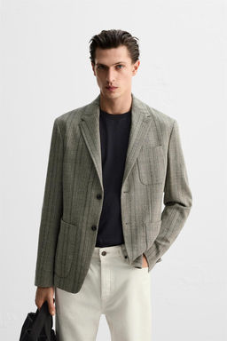 HERRINGBONE COTTON - WOOL BLAZER - Zara фото 2