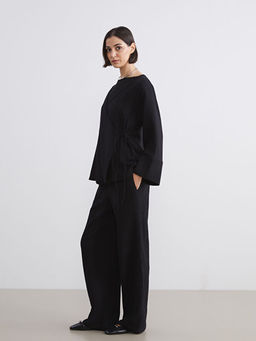 Beli Lastikli Dokulu M?slin Kad?n Pantolon