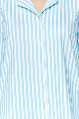 Trendyolmilla Pembe Cizgi Desenli Biyeli Ici Polarl? Gomlek-Pantolon Orme Pijama Tak?m? THMAW24PT00050