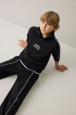 Oversize Pamuklu Bask_l_ Sweatshirt Erkek _ocuk